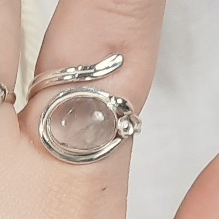 Anillos de Cuarzo Rosa y Plata de Ley - Ajustables