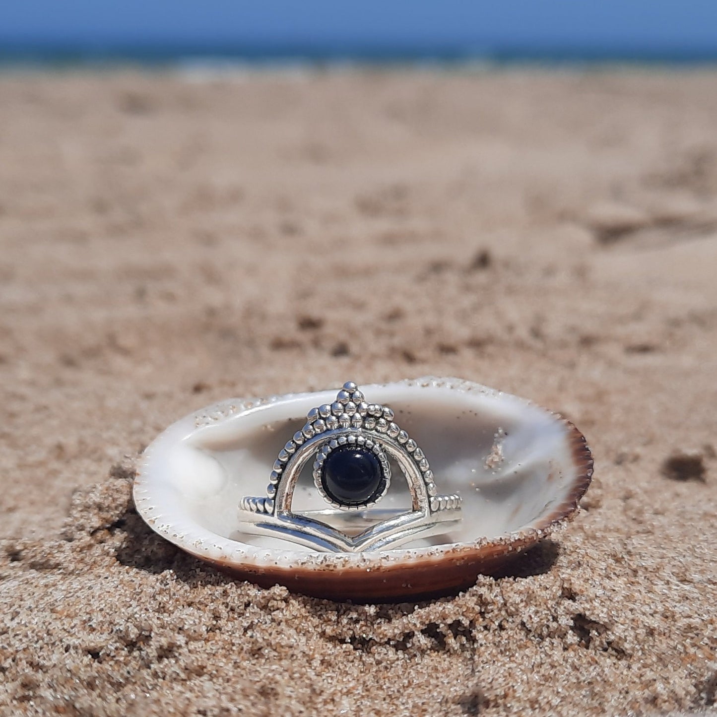 Anillo Corona de Onix y Plata de Ley