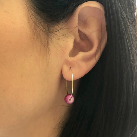 Pendientes aro de  Ágata Fucsia